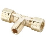 Tube to Pipe - Branch Tee - Brass Compression Fittings, High Pressure